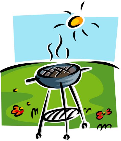 Barbecue elements set cartoon vector illustration isolated on white background. Grill, barbecue, shovel, fork, kebab, sausages, mustard, ketchup, pork, fish steak, chicken. Hungry Family Waiting for Father to Barbeque. Great illustration of a family having a barbecue. Perfect for the summer grilling season. 